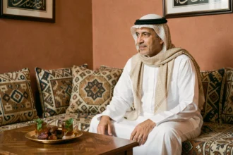 Homme en tenue traditionnelle lors d'une cérémonie de demande en mariage islamique appelée Khotba
